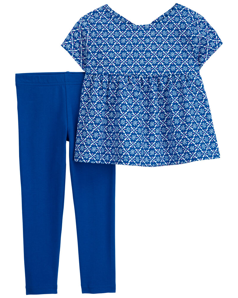 2-piece Dress and Leggings Set - Light blue/light gray melange - Kids