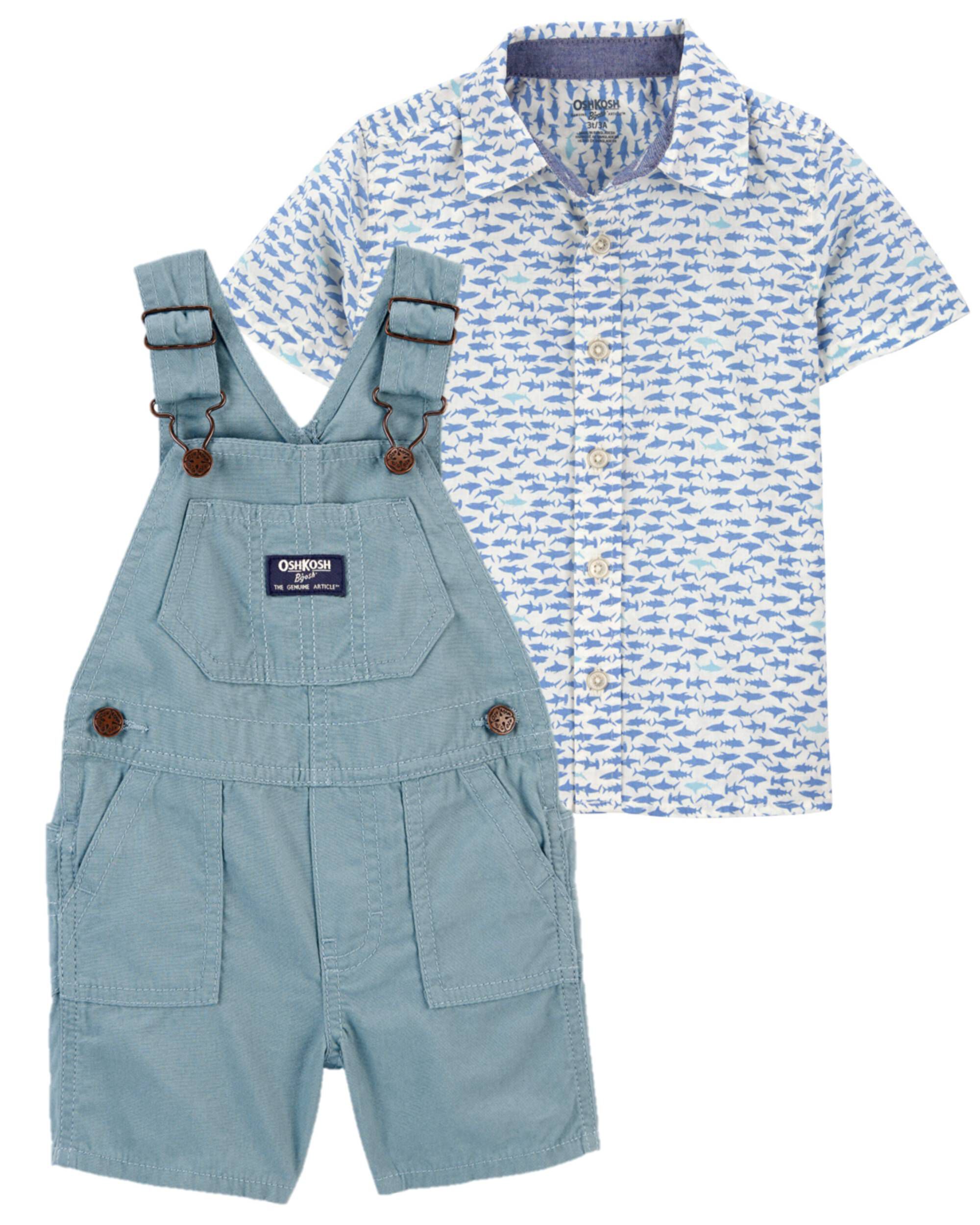 Multi Toddler 2-Piece Button-Front Shirt & Classic Shortalls Set | Carter’s  Oshkosh Canada