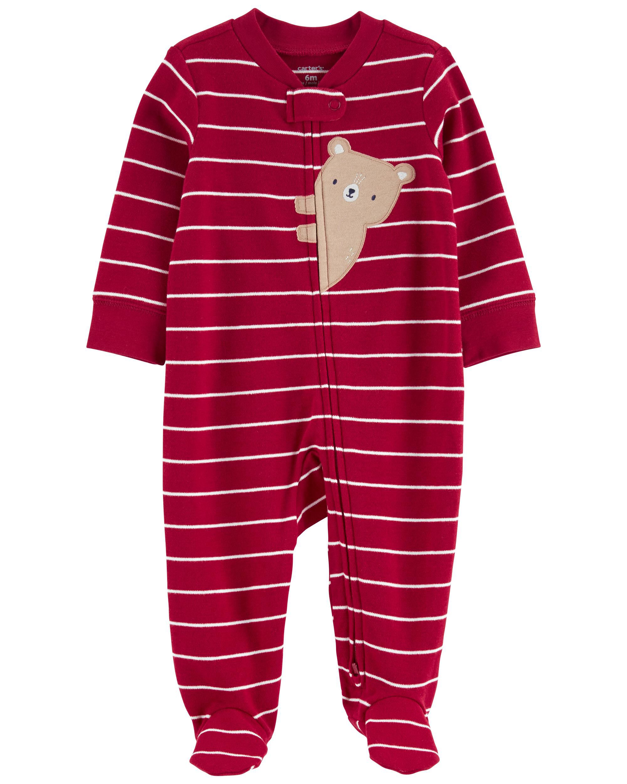 Red Bear 2-Way Zip Cotton Sleeper Pyjamas | Carter's Oshkosh Canada