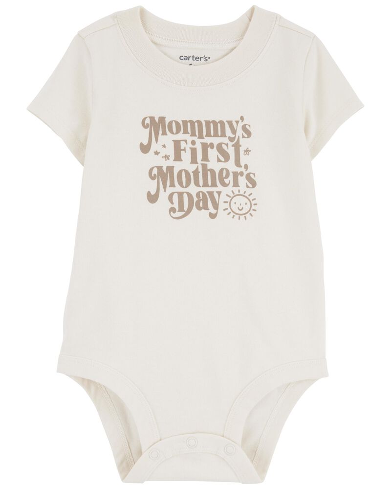 Tan First Mother's Day Cotton Bodysuit