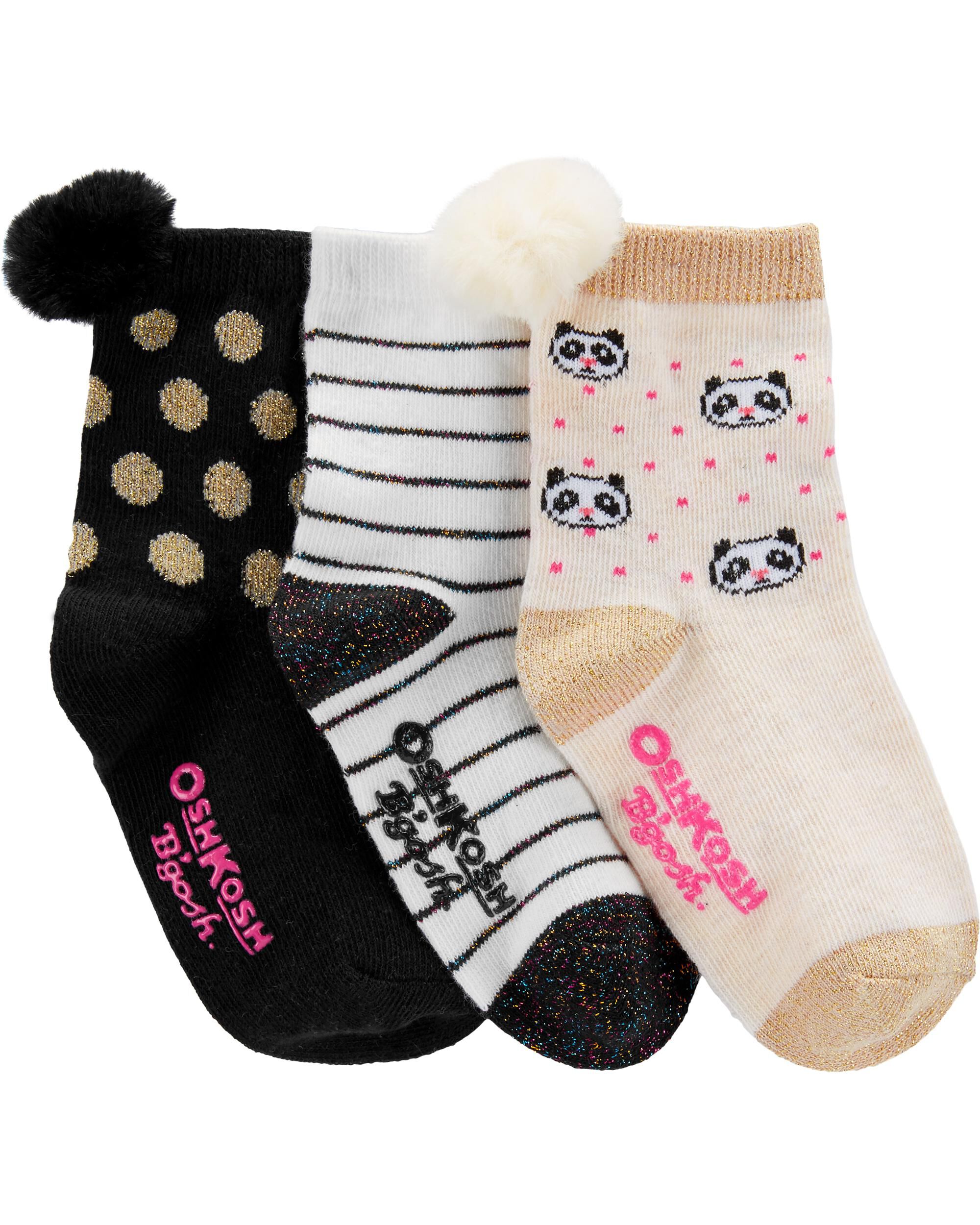 3-Pack Pom Pom Crew Socks | Carter’s OshKosh Canada