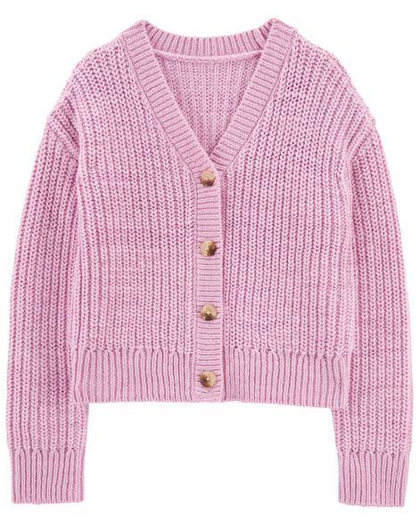 Pointelle Button-Front Sweater Knit Cardigan