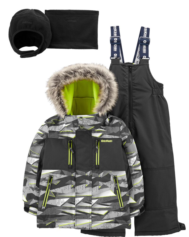 Multi 2-Piece Snowsuit With Bonus Hat & Neck Warmer
