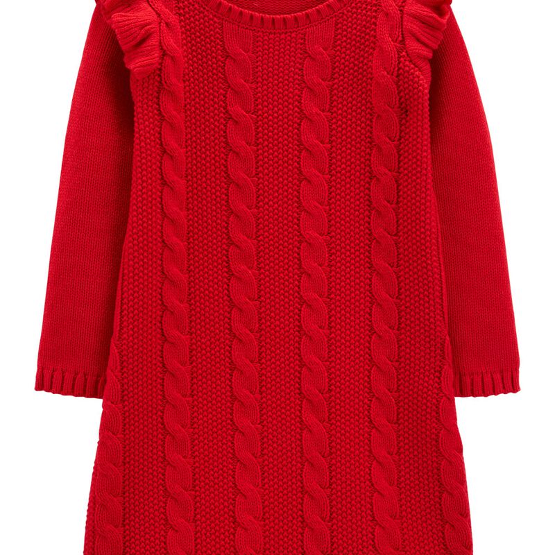 Baby And Toddler Girls Long Sleeve Cable Knit Sweater Dress