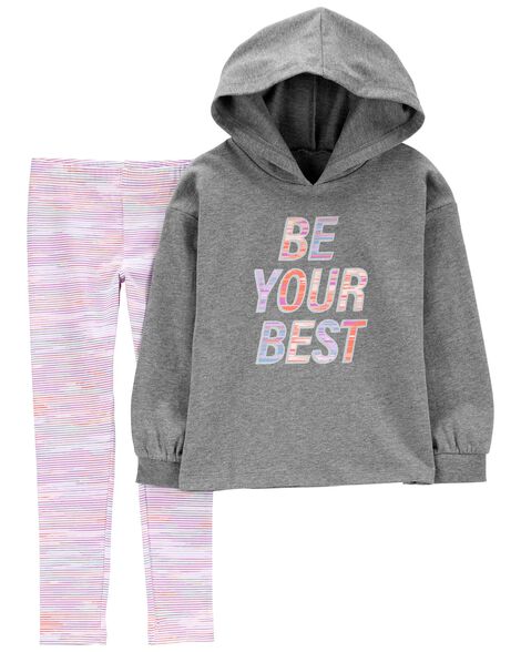 Pink/Grey 2-Piece Hooded Top & Legging Set