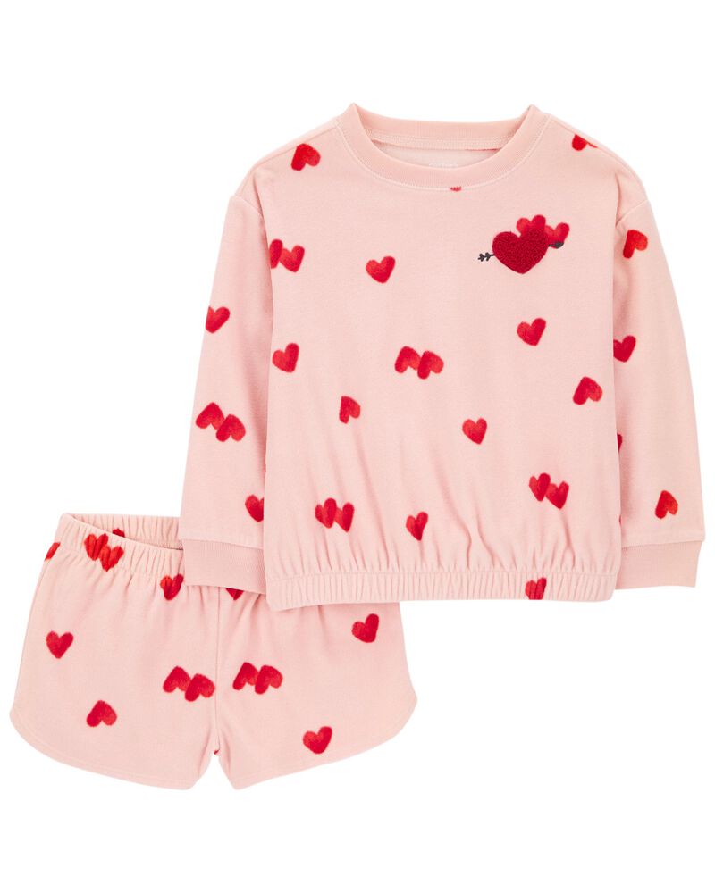 Pink 2-Piece Fleece Pink Heart Print Pyjamas | Carter’s Canada