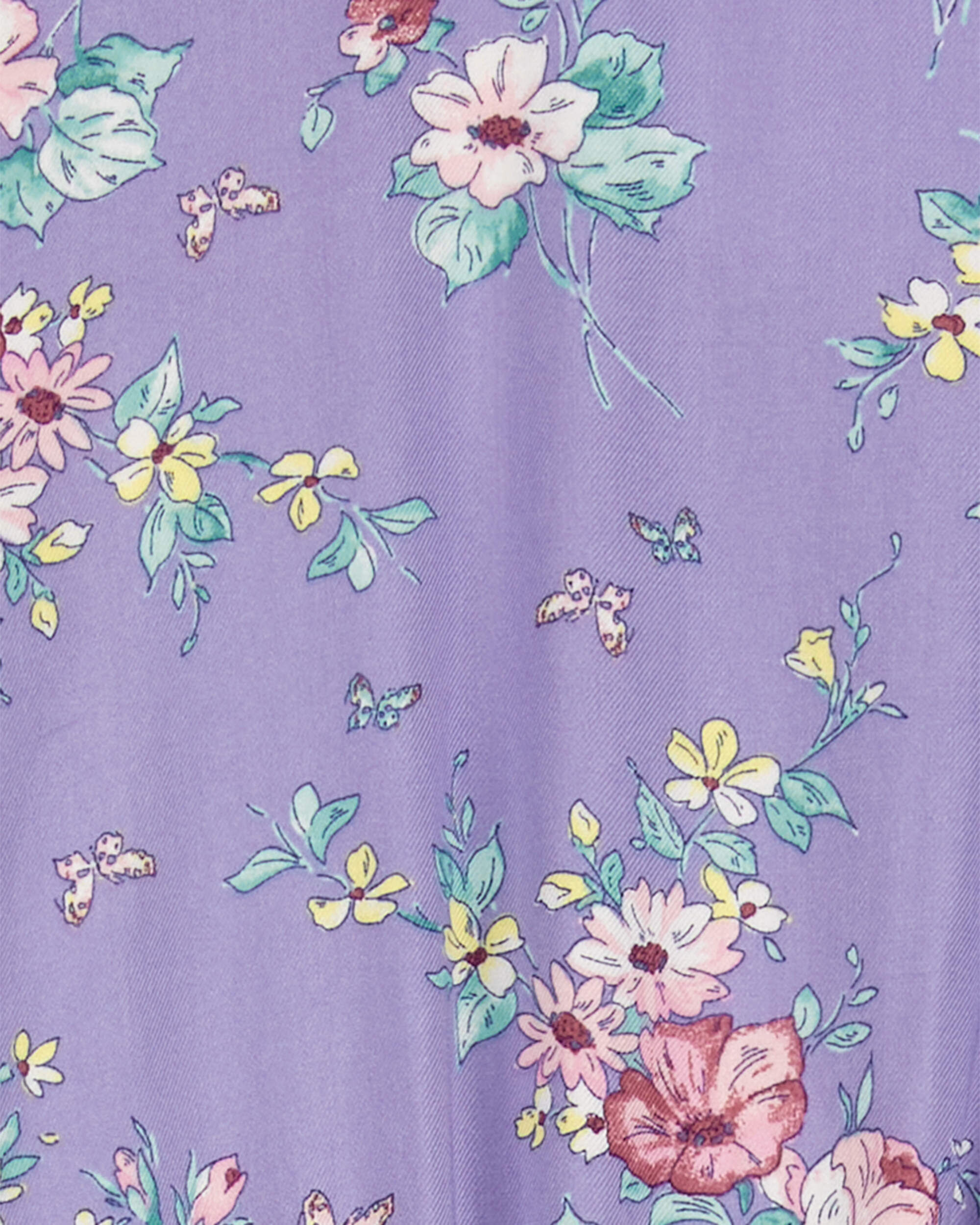 Purple LENZING™ ECOVERO™ Button-Front Vintage Floral Dress 