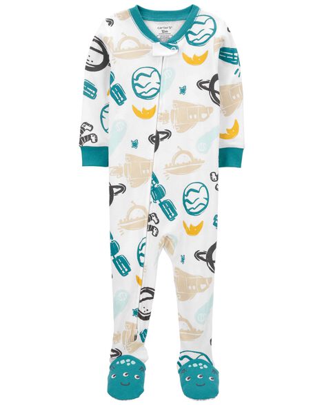 1-Piece Fleece Moose Print Footless Pyjamas