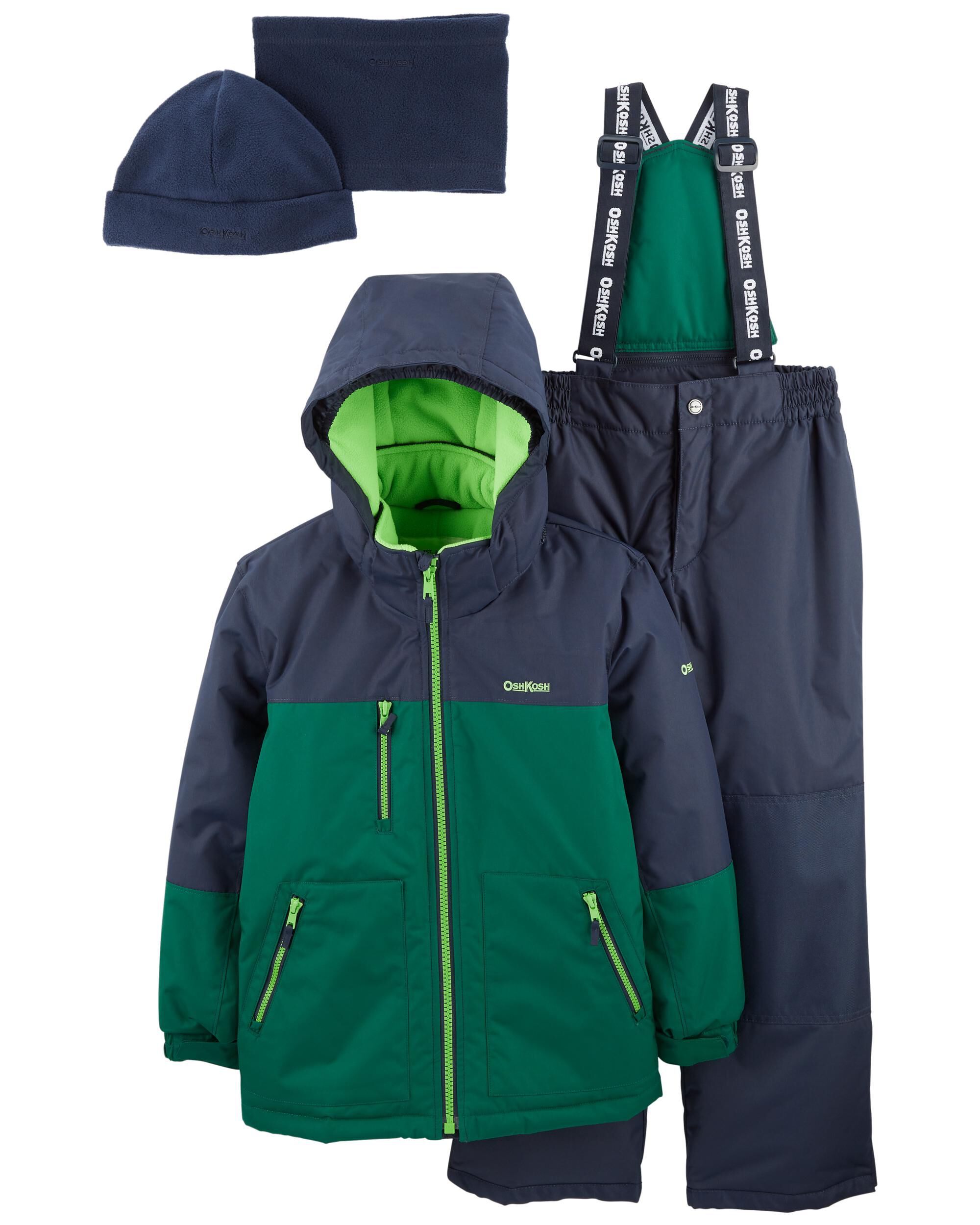 Green 2-Piece Snowsuit With Bonus Hat & Neck Warmer | Carter's