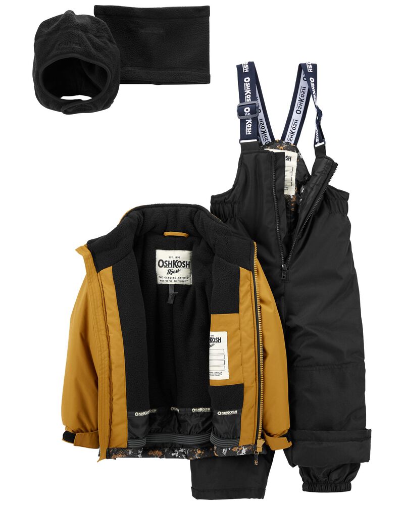Black 2-Piece Snowsuit With Bonus Hat & Neck Warmer