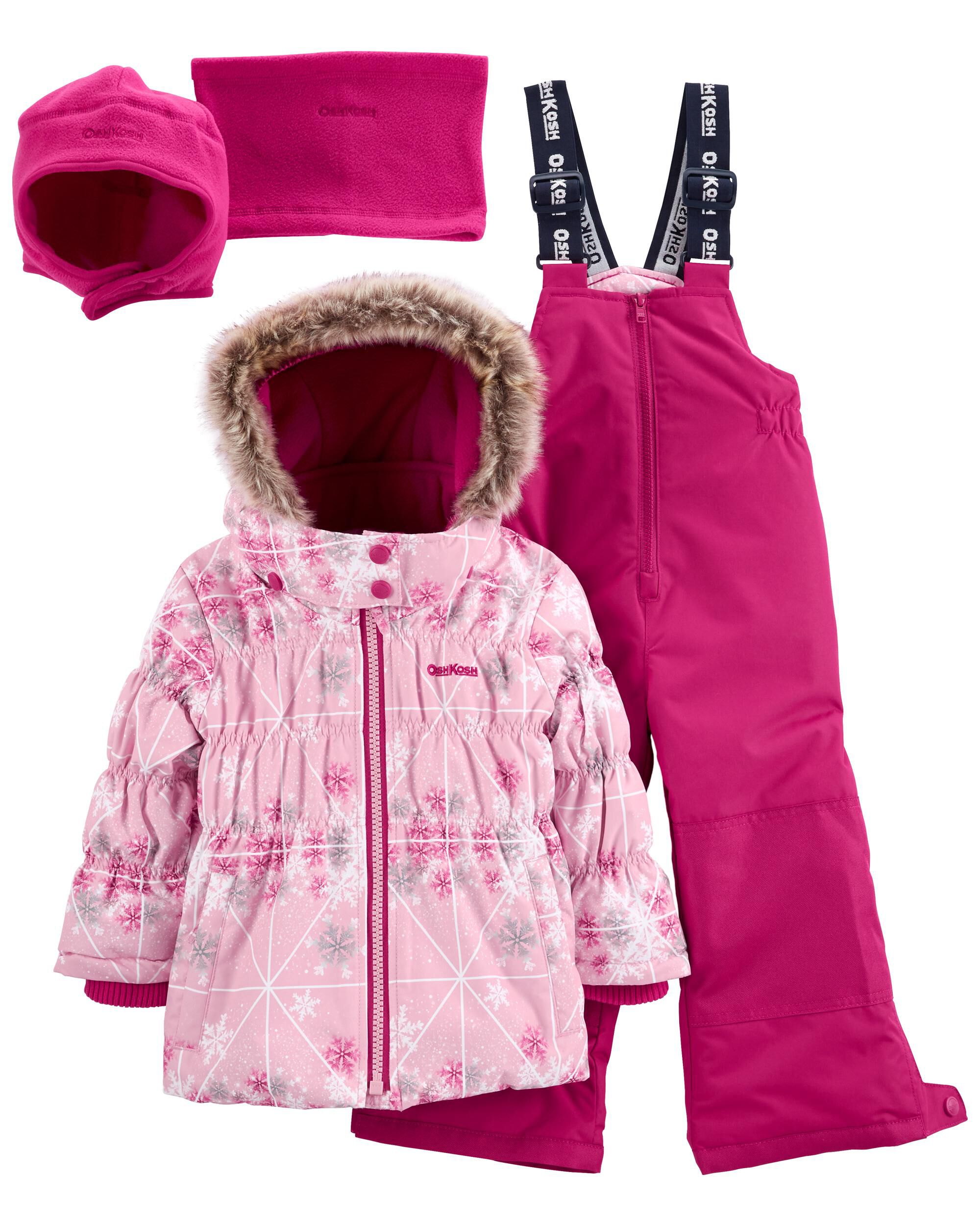 Pink, Plum 2-Piece Snowsuit With Bonus Hat & Neck Warmer - Carter's