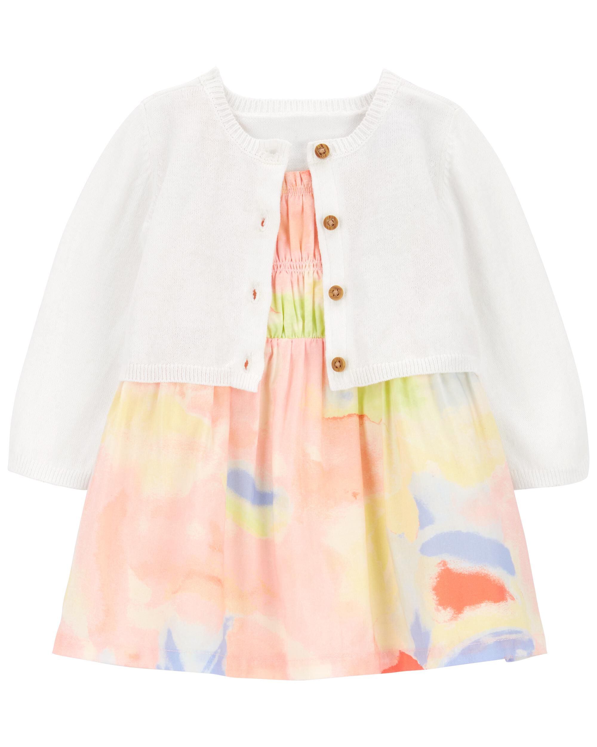 Multi Baby 2-Piece Smocked Dress & Cardigan Set | Carter's Oshkosh 
