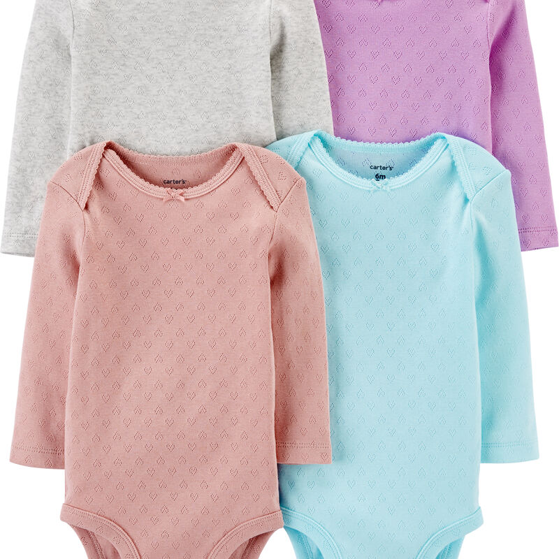 Baby Girl Carter's 4-Pack Heart Pointelle Bodysuits