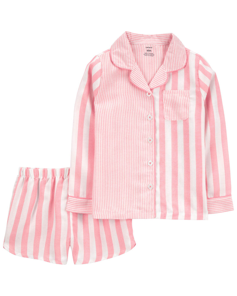 Striped Pink Pyjamas - Powder Pink & White Striped Pyjamas Women's