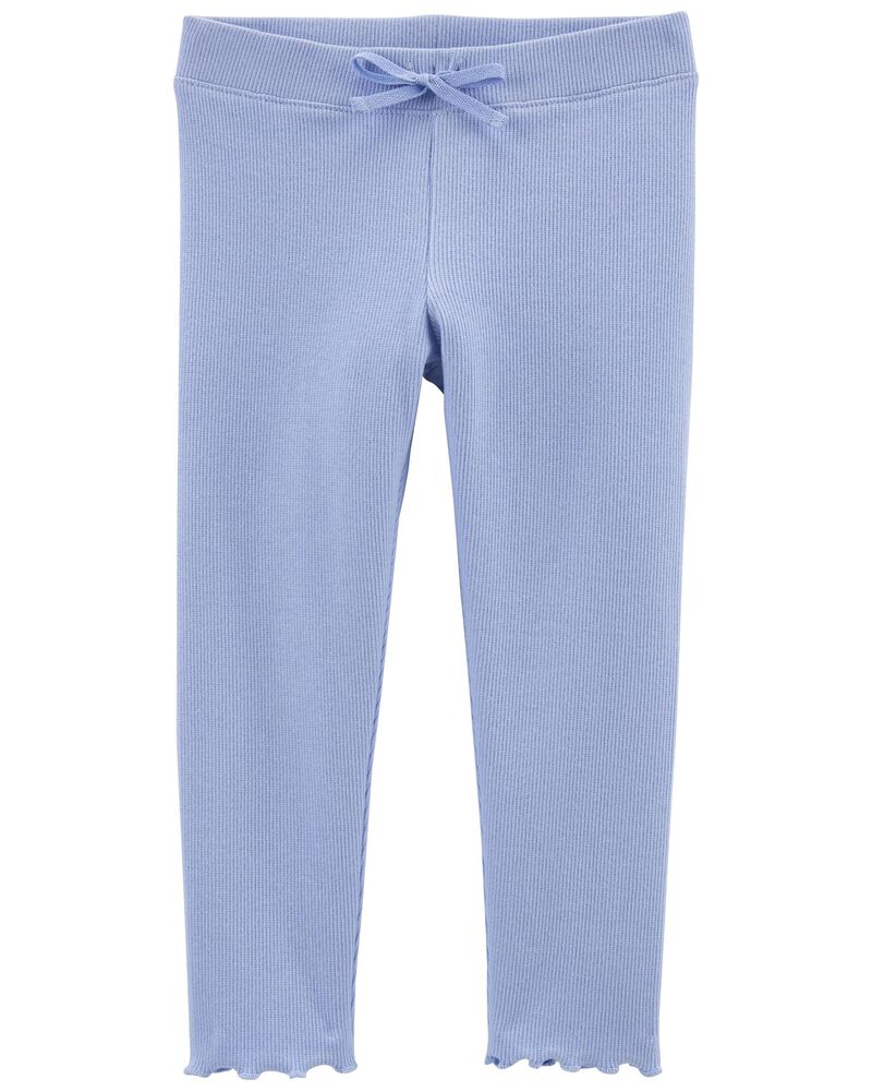 Blue Cotton Rib Leggings