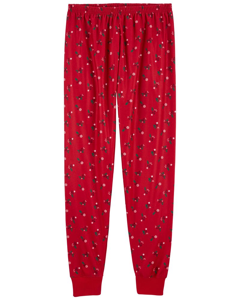Red Adult Mistletoe Fleece Pyjama Pants