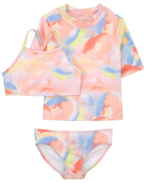 Girls 7-16 SO® 3-pc. Aloha Bikini & Rashguard Swimsuit Set