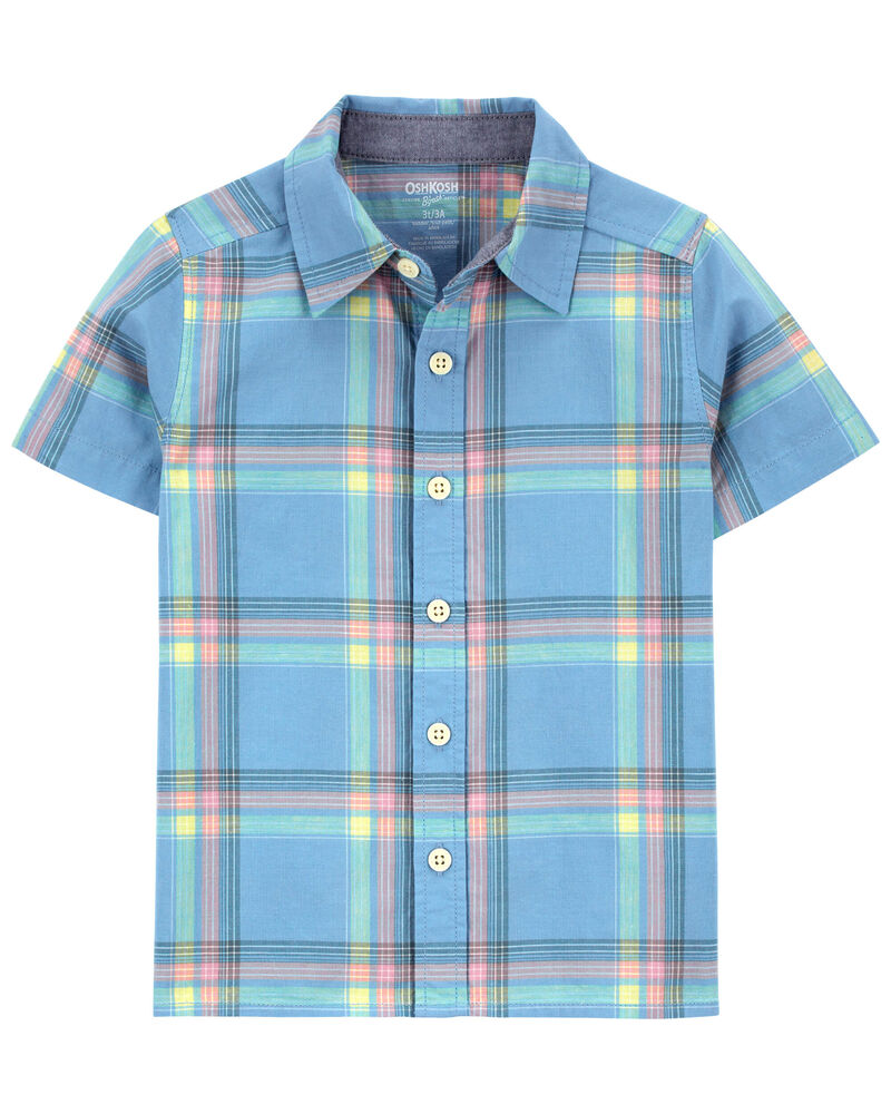 Blue Plaid Button-Down Shirt