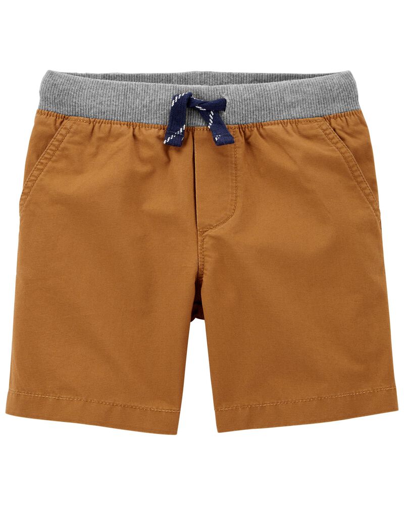 Khaki Pull-On Cargo Shorts