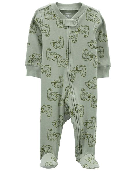 Navy Striped Truck 2-Way Zip Cotton Sleeper Pyjamas
