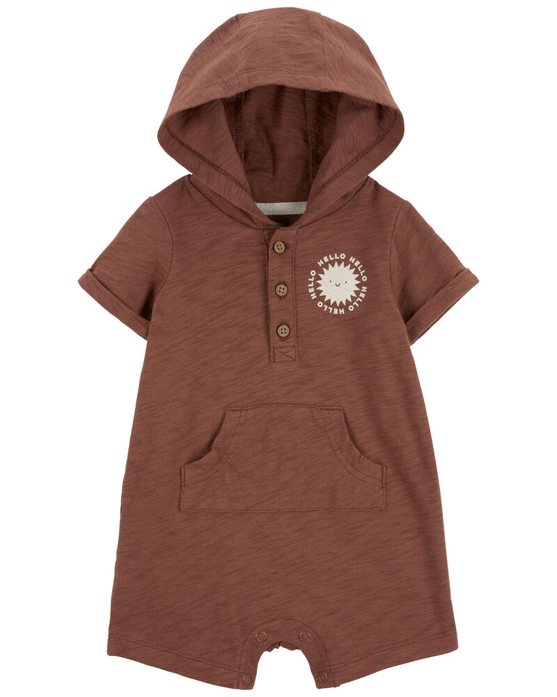 Hooded Teddy Fleece Jumpsuit - Brown - Kids