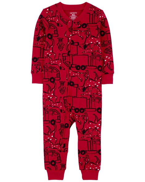 Blue Boys 1-Piece Moose Print Footless Pyjama