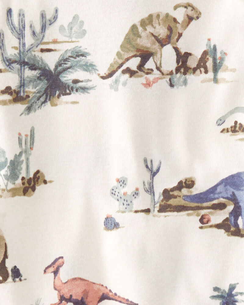 Prehistoric Print, Painterly Stripes 3-Pack Organic Cotton Rib Bodysuits