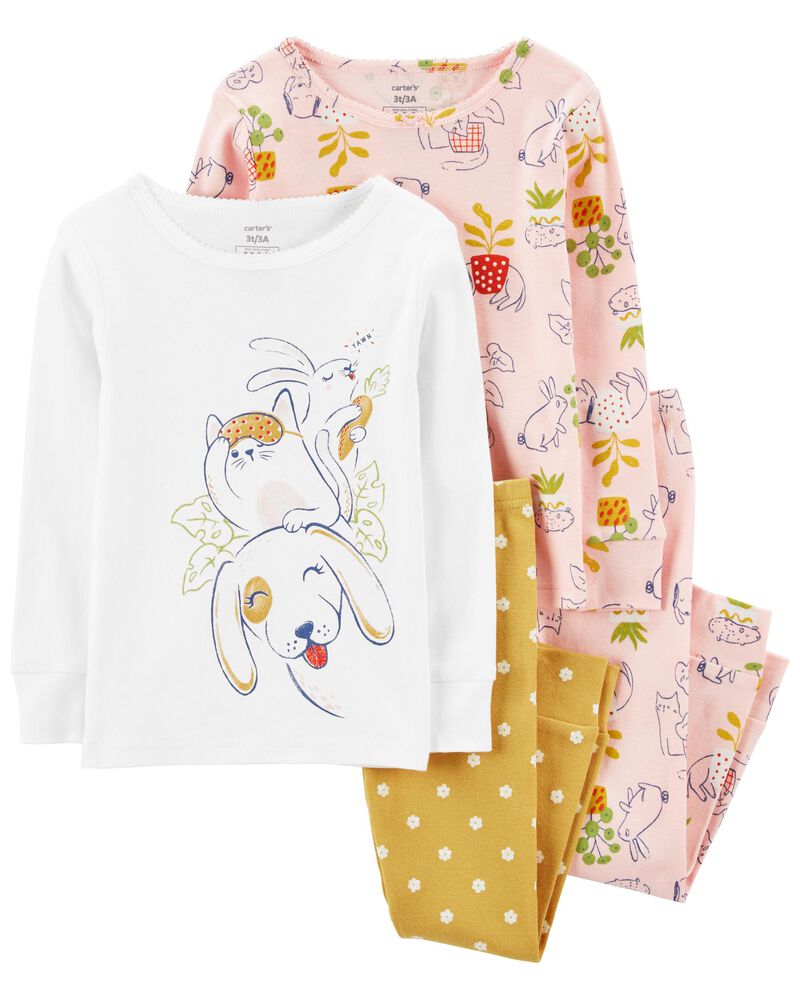 Carters - 4pc-Set - Bird Print Snug Fit Cotton Pyjama