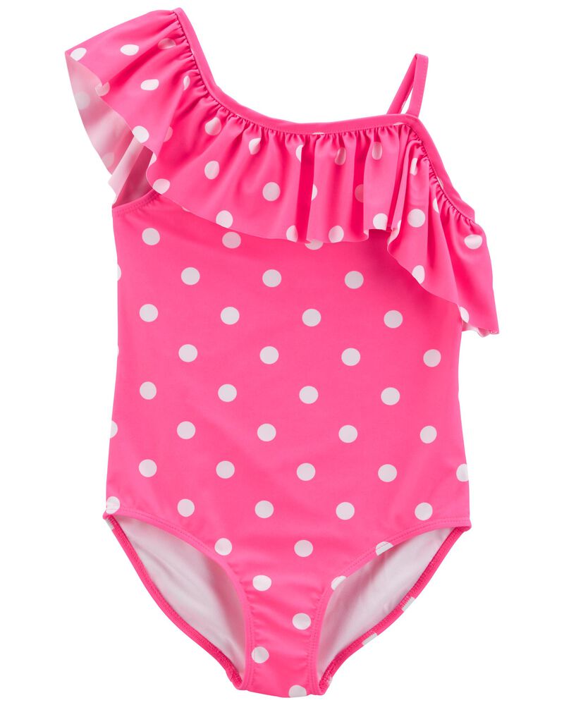 Kids Cute Swimsuits  Girls One Shoulder Ruffled Two Piece
