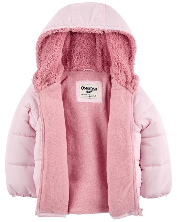 Pink Kid Fleece Lined Puffer Jacket | Carter's Oshkosh Canada