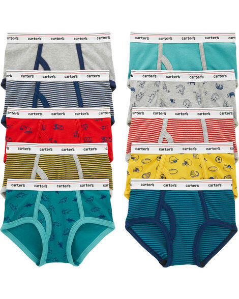 Boys 4T Cat & Jack Multicolored Stripes and Solid Brief 10 Pack Underwear