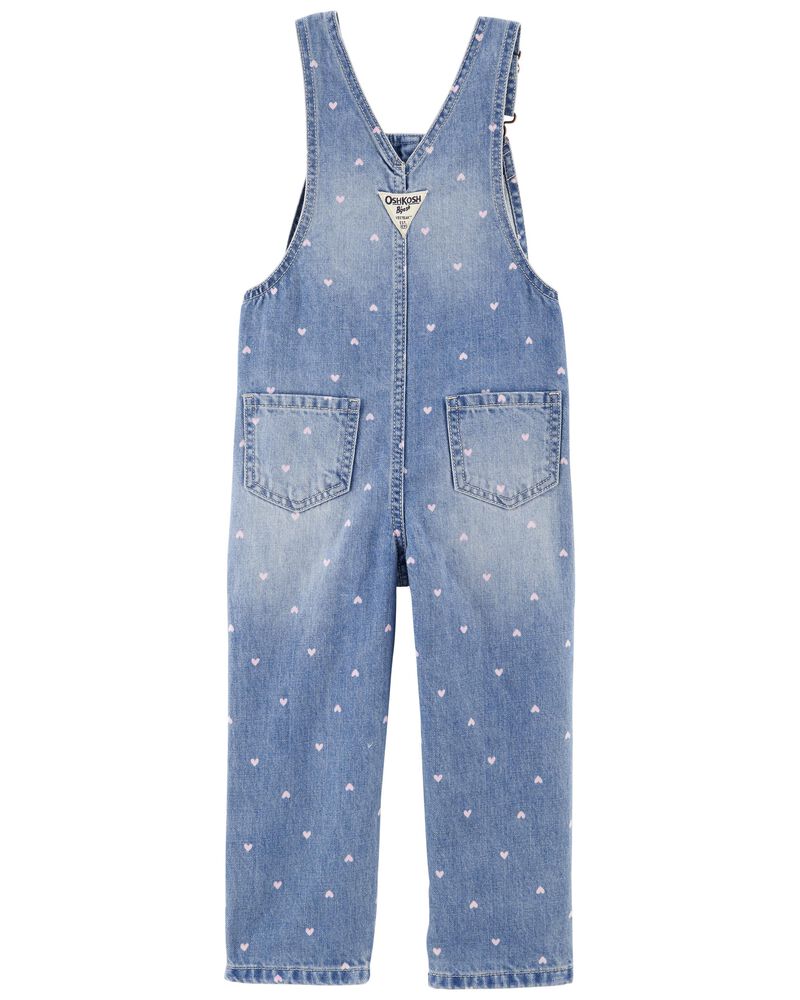 Personalised Name With Hearts Baby Denim Dungarees