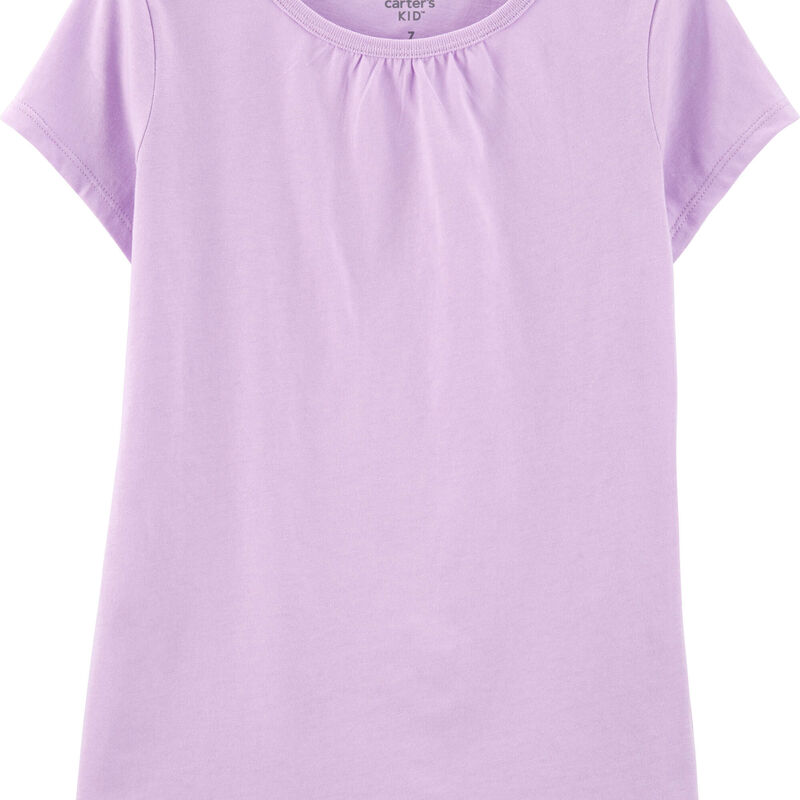 Pimfylm Tees For Girls Kids Girls Cotton Crew Neck Shirt, Casual Solid  Plain Short Sleeve Tees Purple 2-3 Years 
