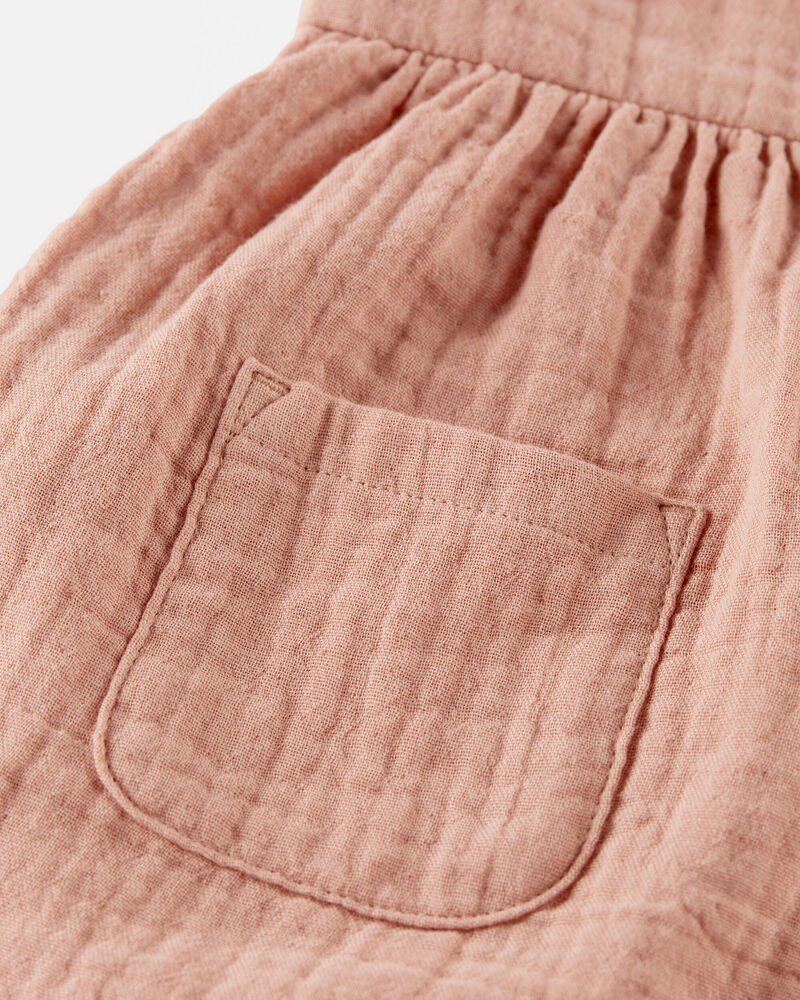 Fossil Tan Organic Cotton Gauze Pocket Dress