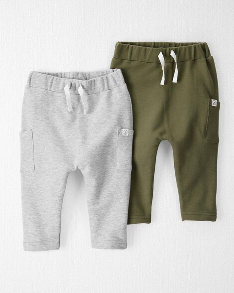 Boys 2-Pack Fleece Jogger Sweatpants with Zipper Pockets Pull on Pants for  Kids
