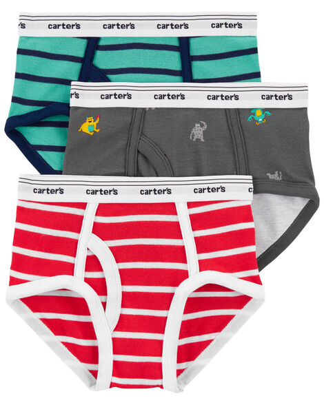 Boys Multi Color Fashion Briefs MED Set of 3 (red,white,navy) CUPID