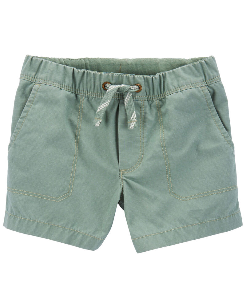 Green Pull-On Canvas Shorts