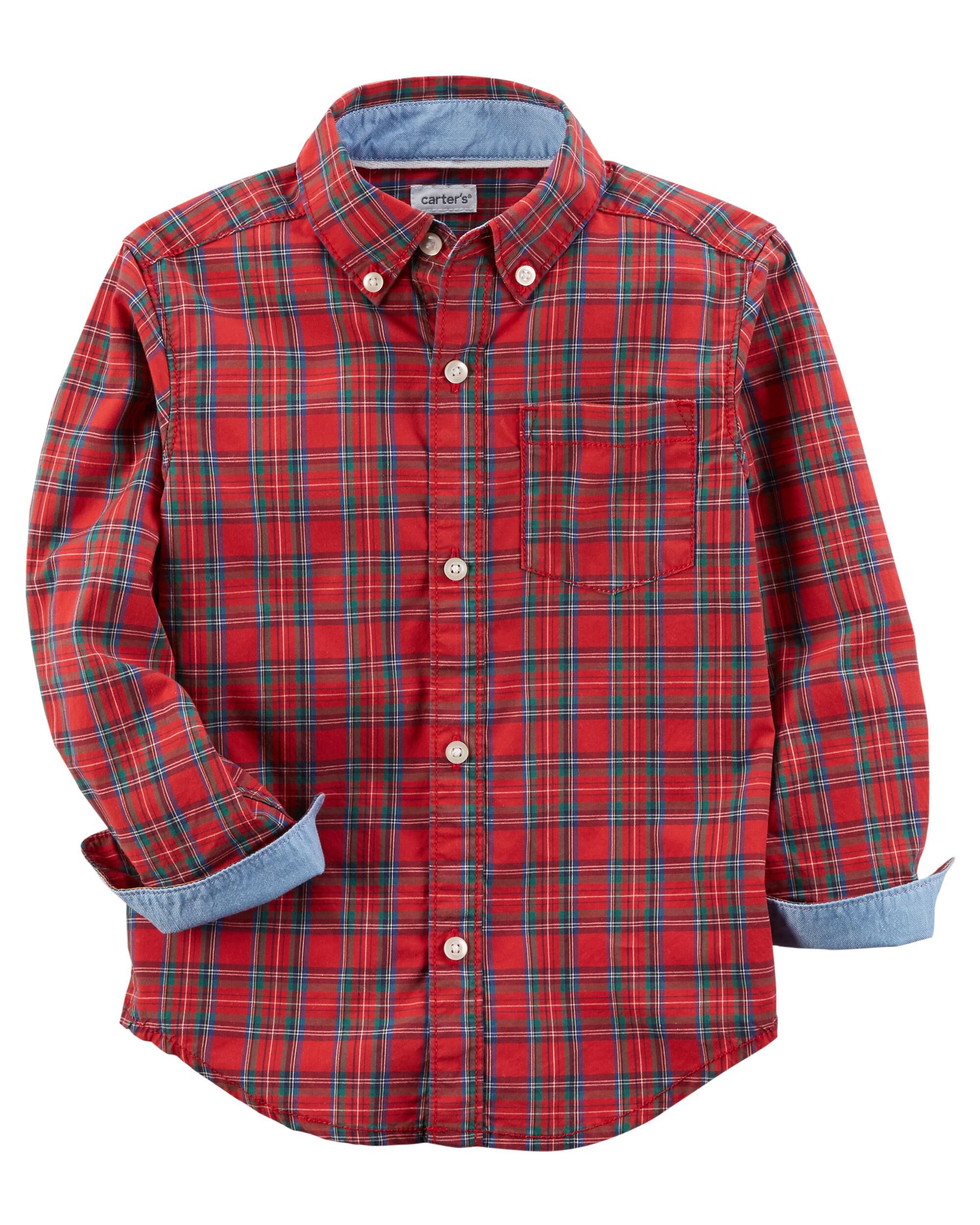 Toddler Boy Plaid Button-Front Shirt | Carter’s OshKosh Canada