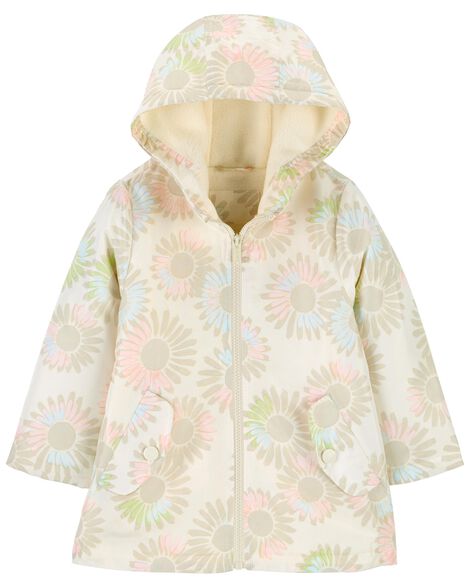Printed Jacket with Hood & Polar Fleece Lining for Girls - printed brown,  Girls