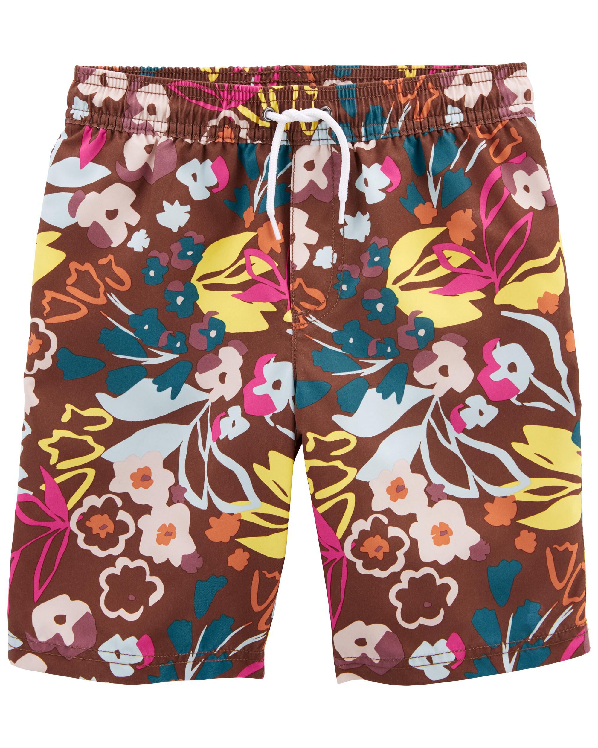 Floral print sale swim trunks