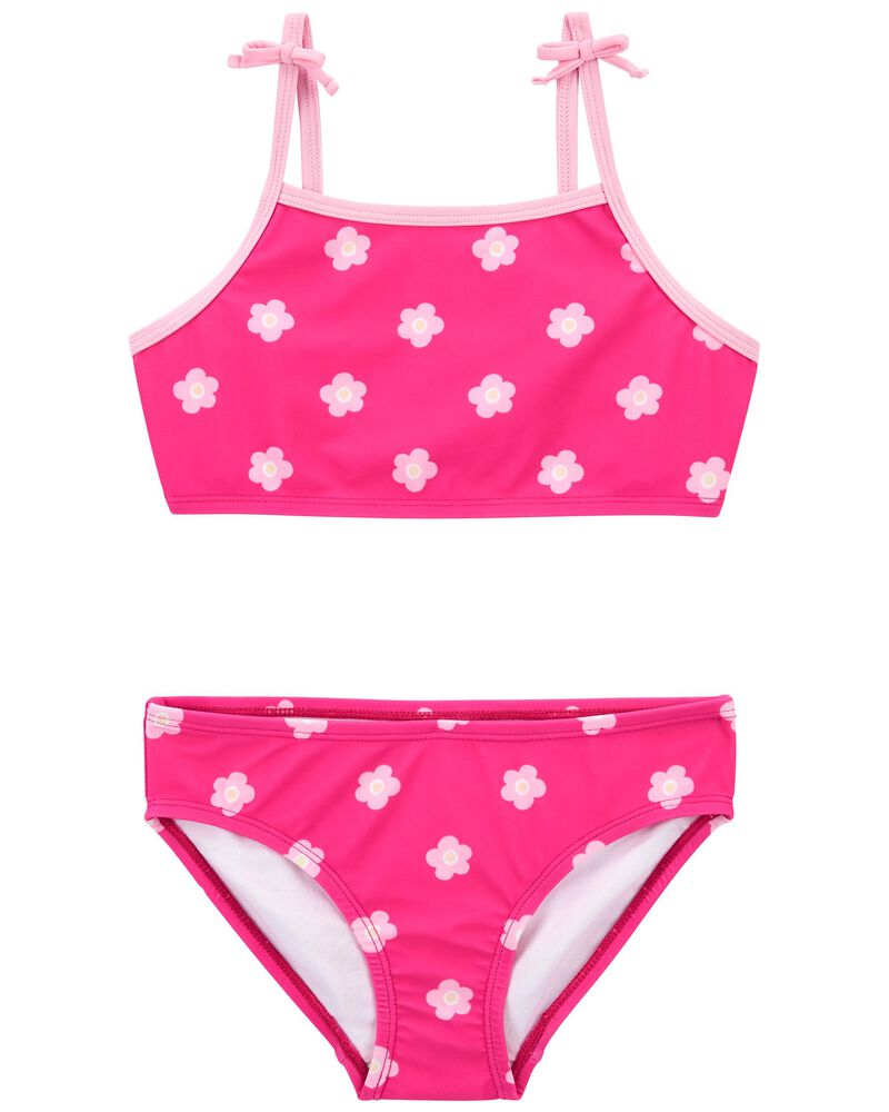 Pink Floral Print 2-Piece Swimsuit