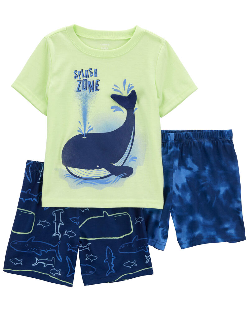 Green 3-Piece Whale Loose Fit Pyjama Set