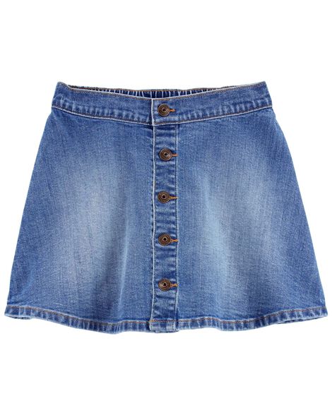 A-line denim skirt - Denim blue/Block-coloured - Kids