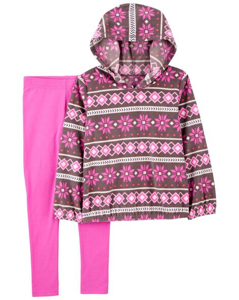 Under Armour Little Girls 2T-6X Long-Sleeve Fuzzy Contours Fleece  Sweatshirt & Printed Jersey Leggings Set