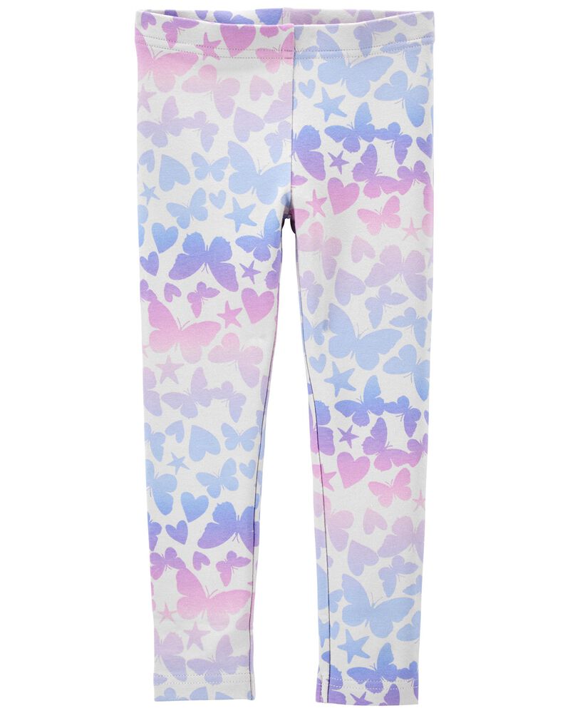 Girls Leggings | Pink Butterfly Leggings | Kids Yoga Pants | Footless  Tights | No-Roll Waistband