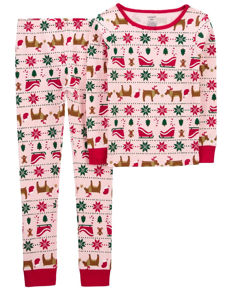 Pink Christmas Pajamas - 2 Piece Set
