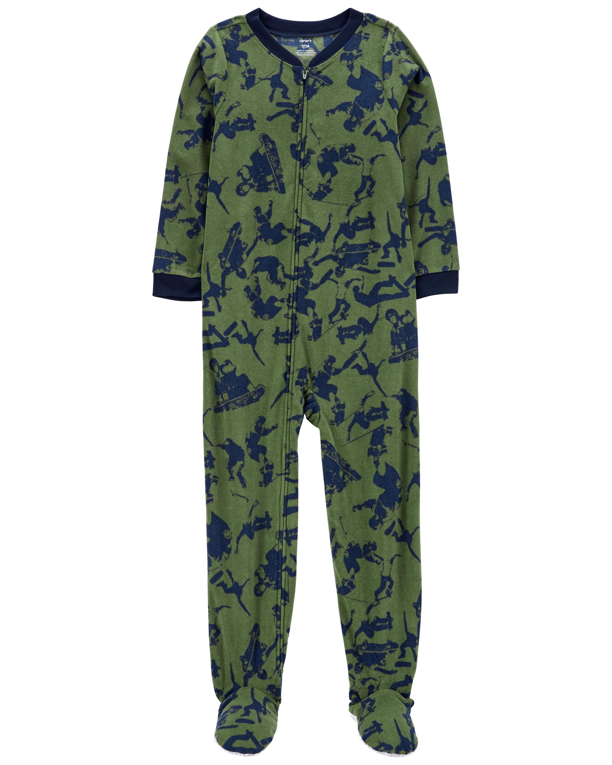 Enfant Pyjama 1 pièce à pieds en molleton motif de planche roulettes