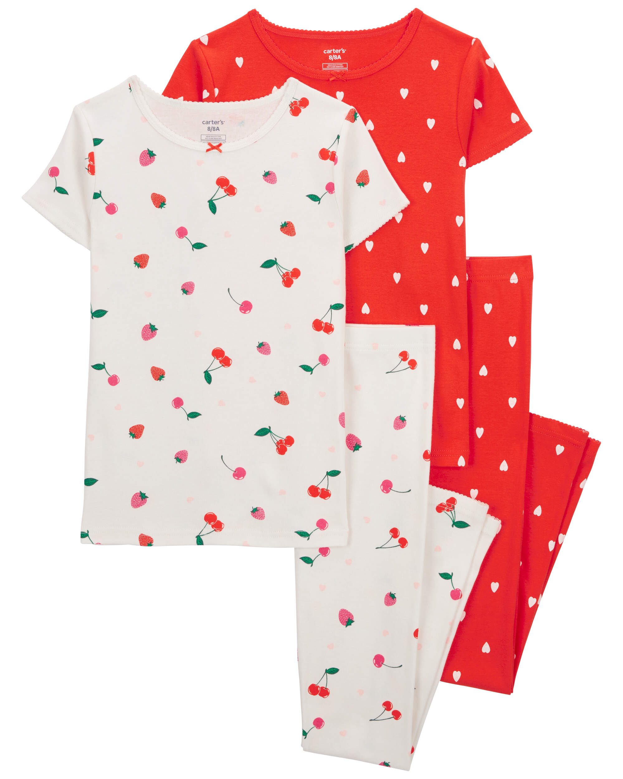 4-Piece Cherry 100% Snug Fit Cotton Pyjamas