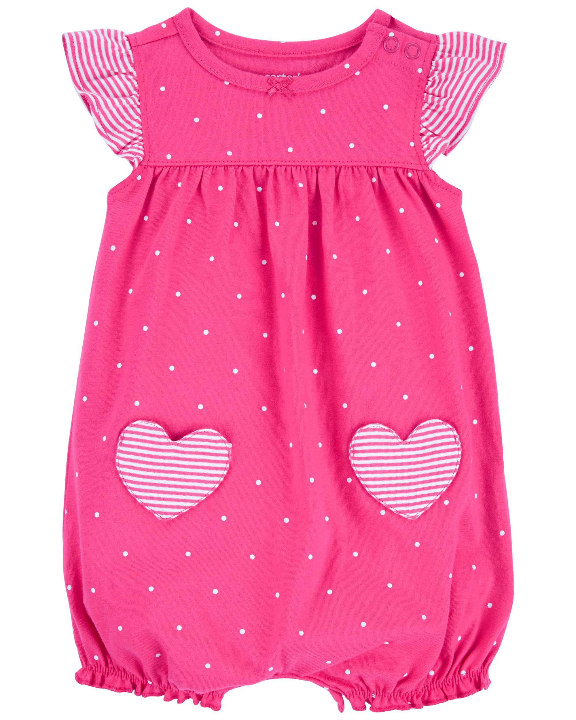 Heart Pocket Cotton Romper