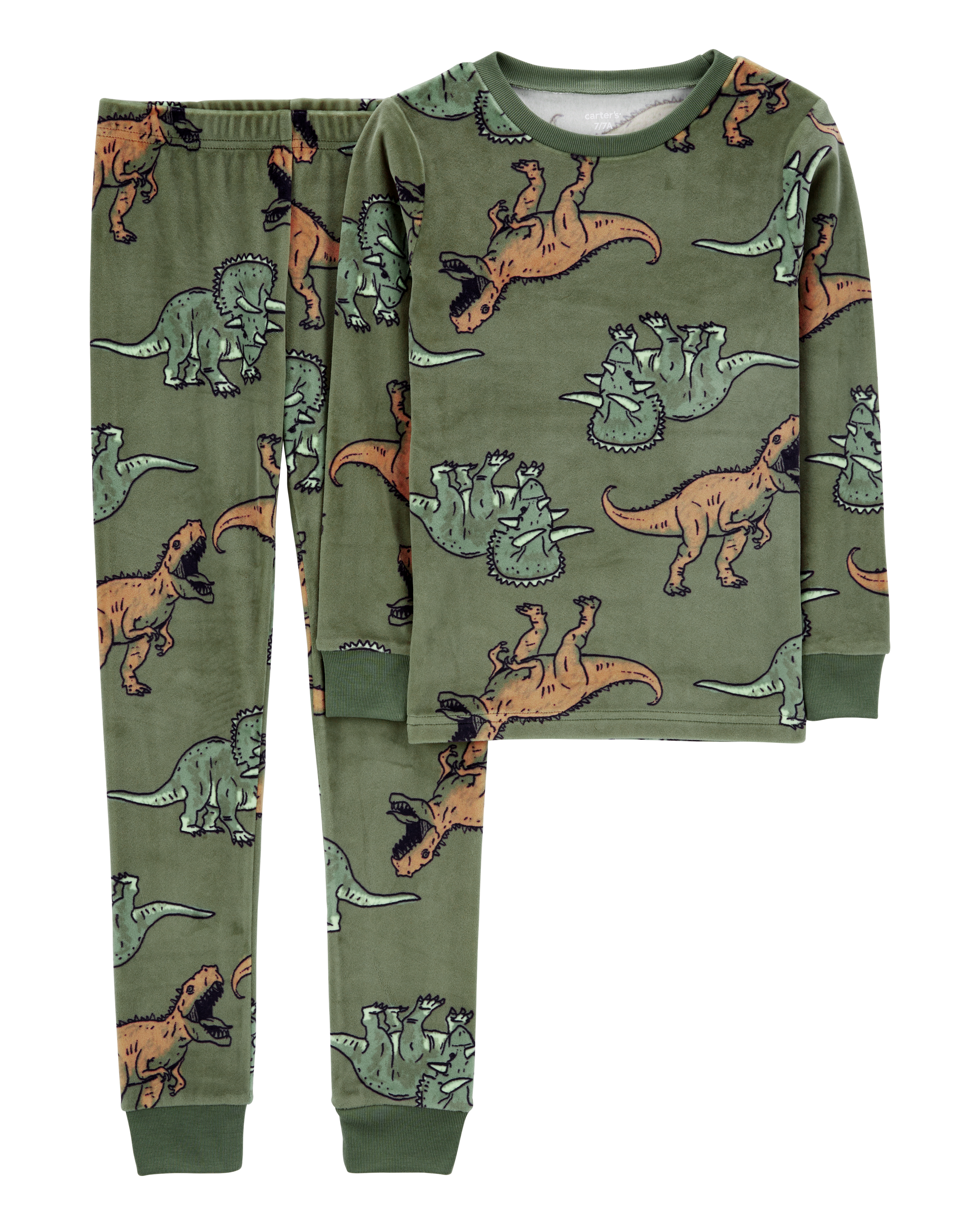 Kid 2-Piece Fuzzy Velboa Dinosaur Pyjamas